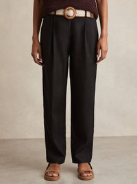 Reiss - Beau Linen Belted Tapered Trousers