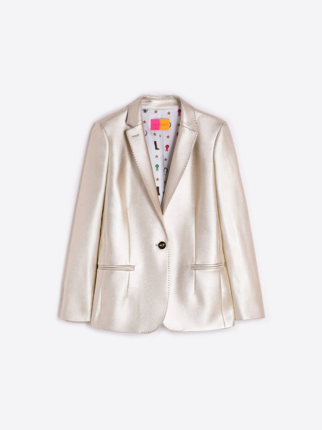 Vilagallo Hannah Straight Blazer in gold - women's jacket - alternate view