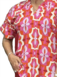 Boho Chic - Women's V-neck Short Sleeve Ruffle Top