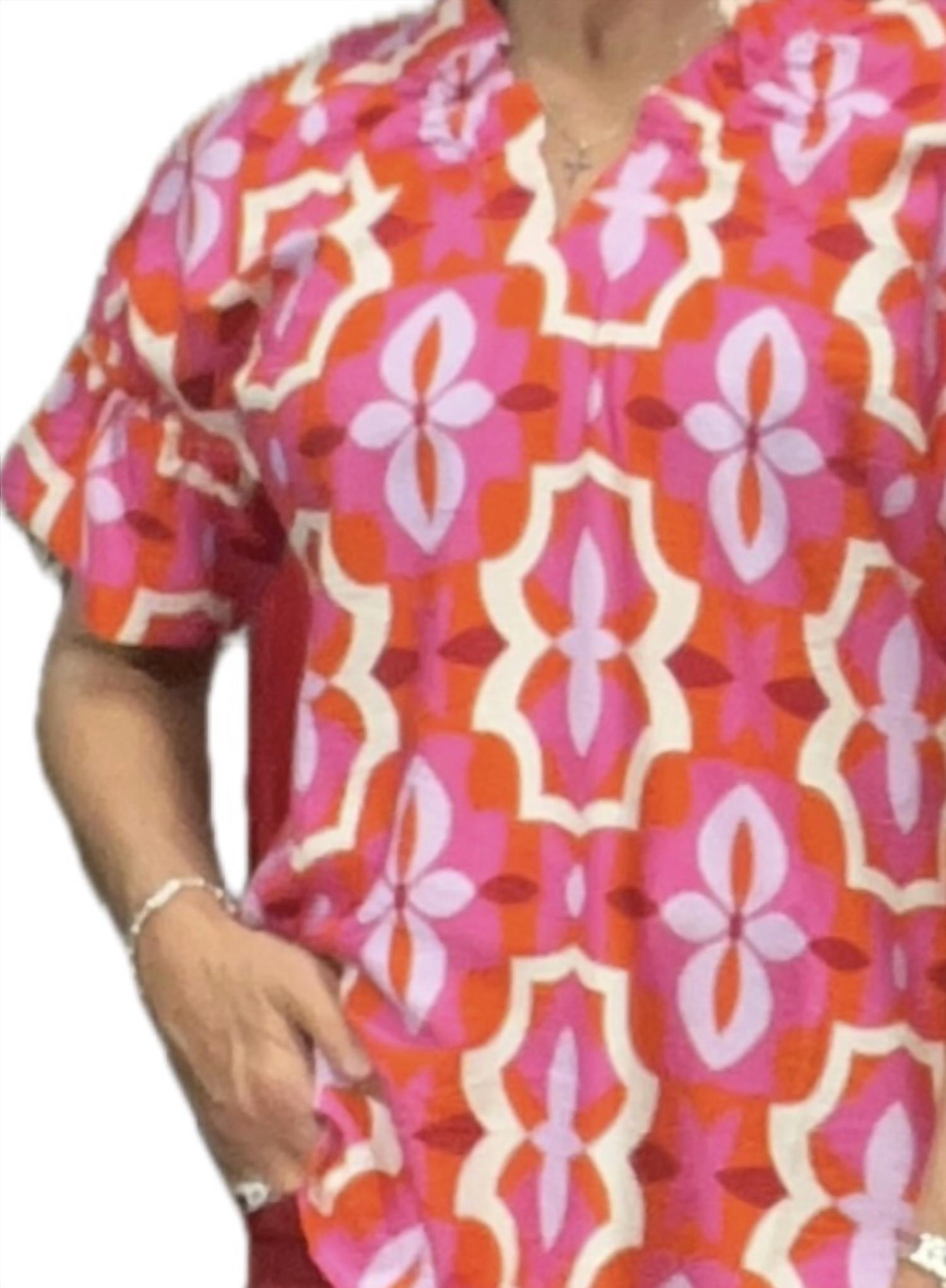 Boho Chic - Women's V-neck Short Sleeve Ruffle Top
