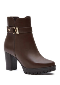 Andrea Women's Zipper Closure Boots in dark brown - women's shoe - alternate view