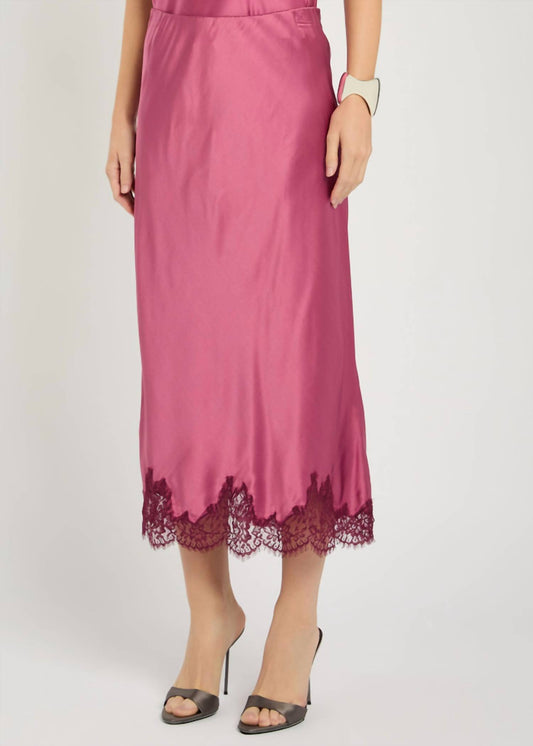 Loveshackfancy - Malina Lace-trim Silk Midi Skirt