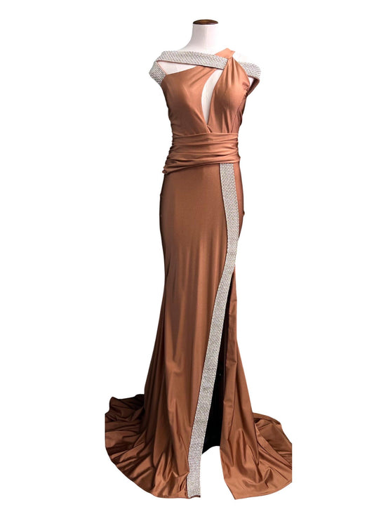 Jessica Angel - Rhinestone Embellished Jersey Prom Dress