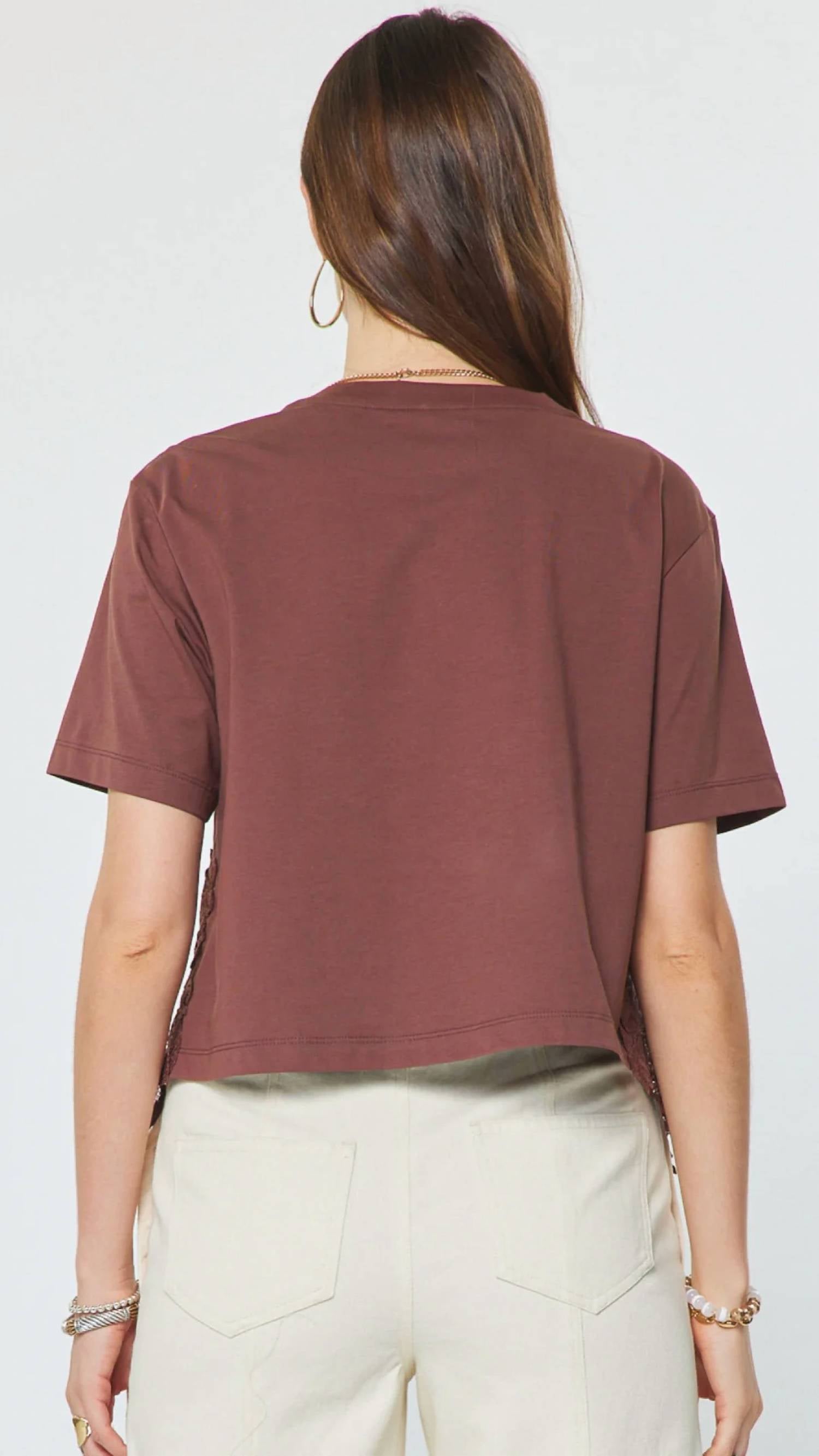 Current Air - Asymmetric Lace Hem Top