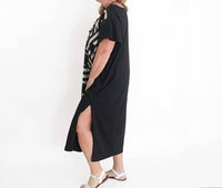 Sylca Designs - Geometric Stripe and Dot Design Caftan Dress