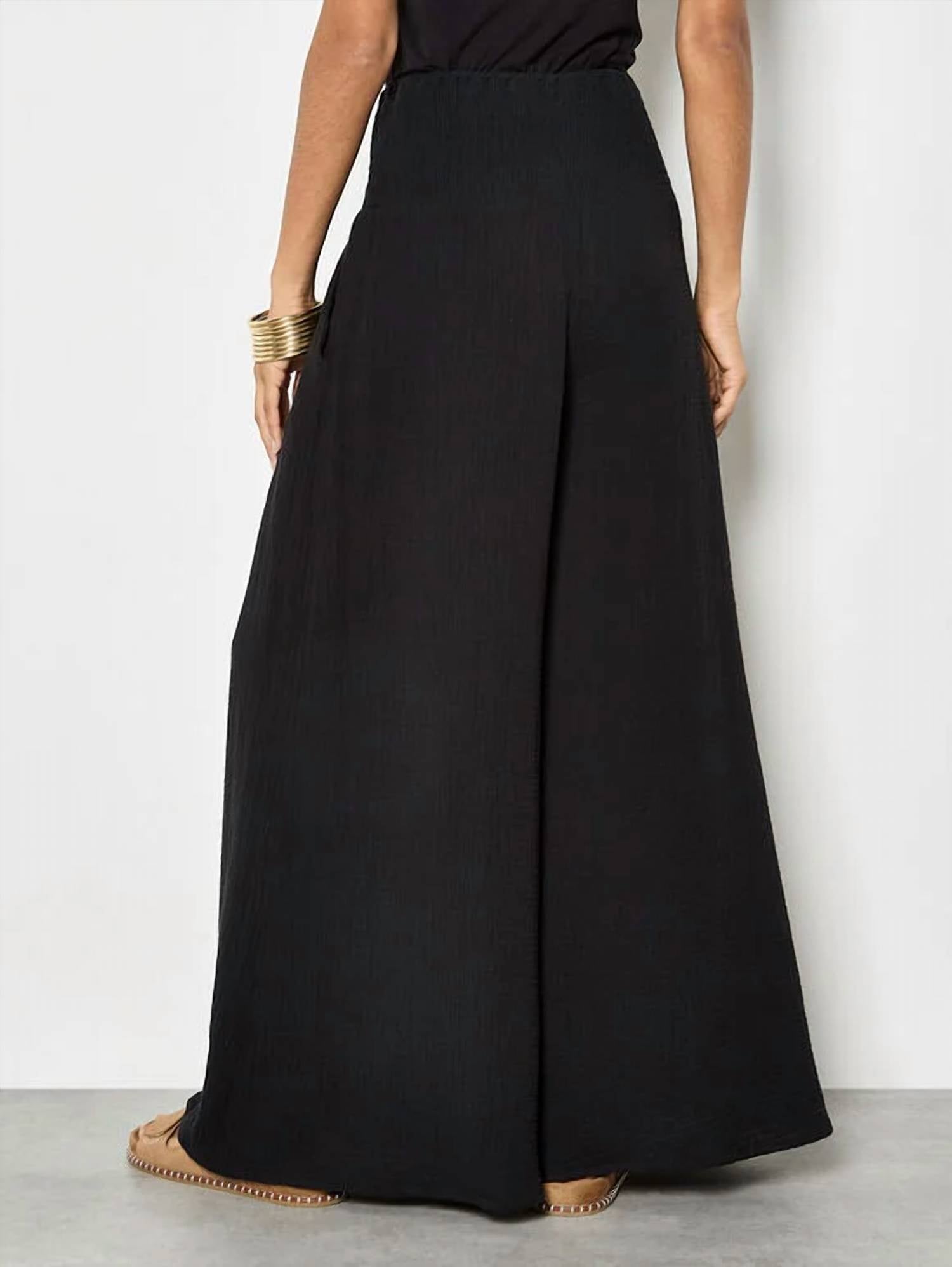 Apricot - Cotton Weave Wide Leg Trouser