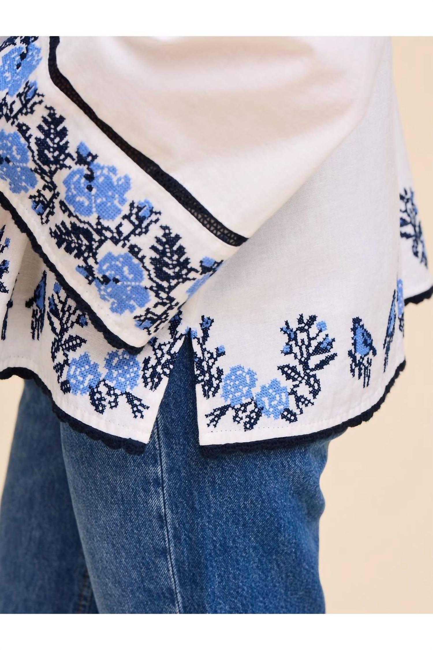 MILLE Angelica Top in santorini embroidery - women's blouse - alternate view