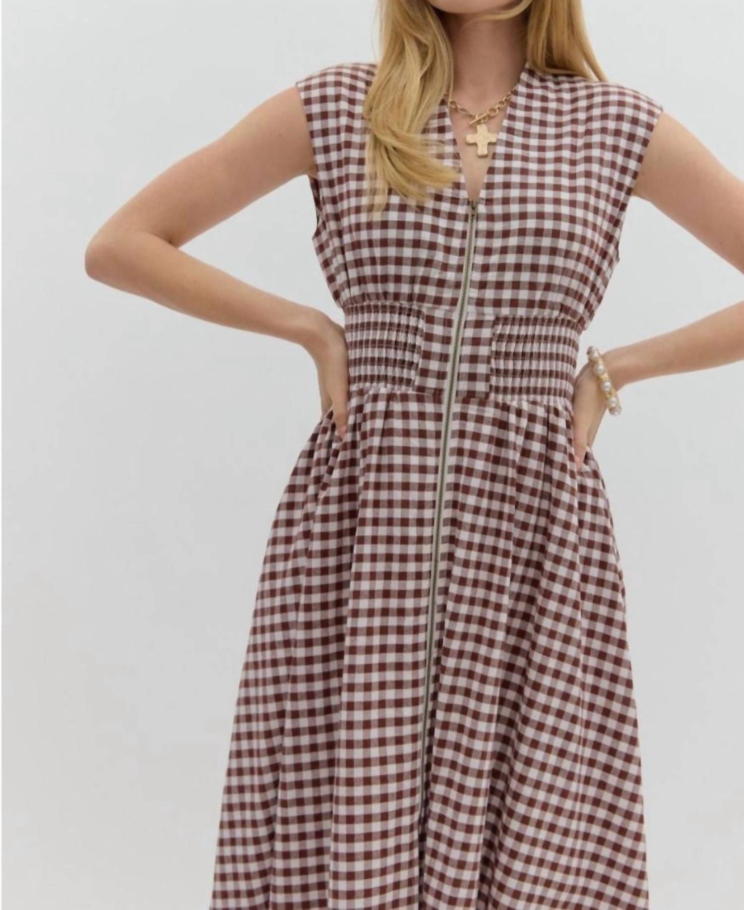 Entro - Ginger Gingham Midi Dress
