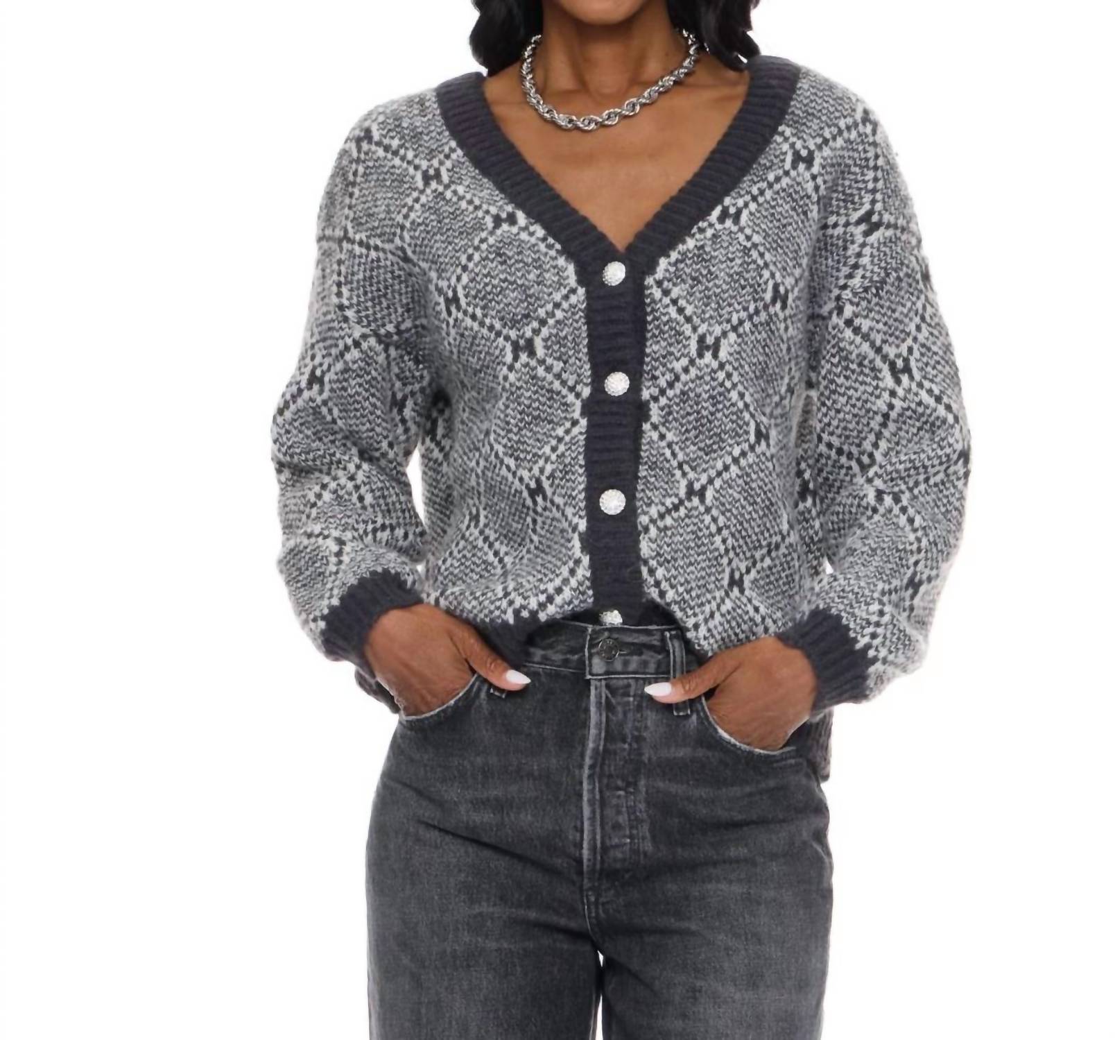 VERO MODA Rory V-neck Cardigan in anthracite light grey - women's cardigan