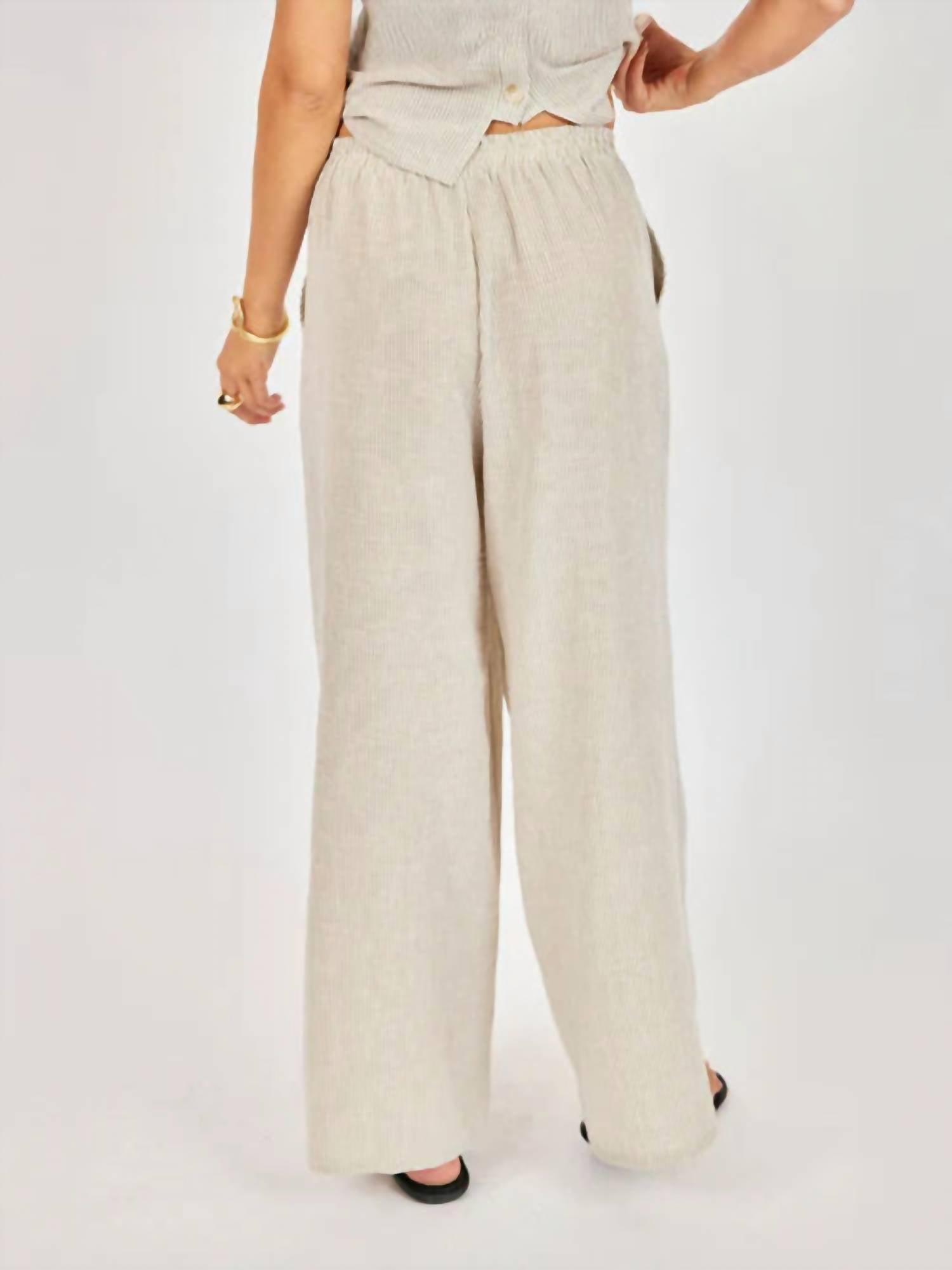 Sadie & Sage Garden Sun Pants in taupe - women's pants - detail view