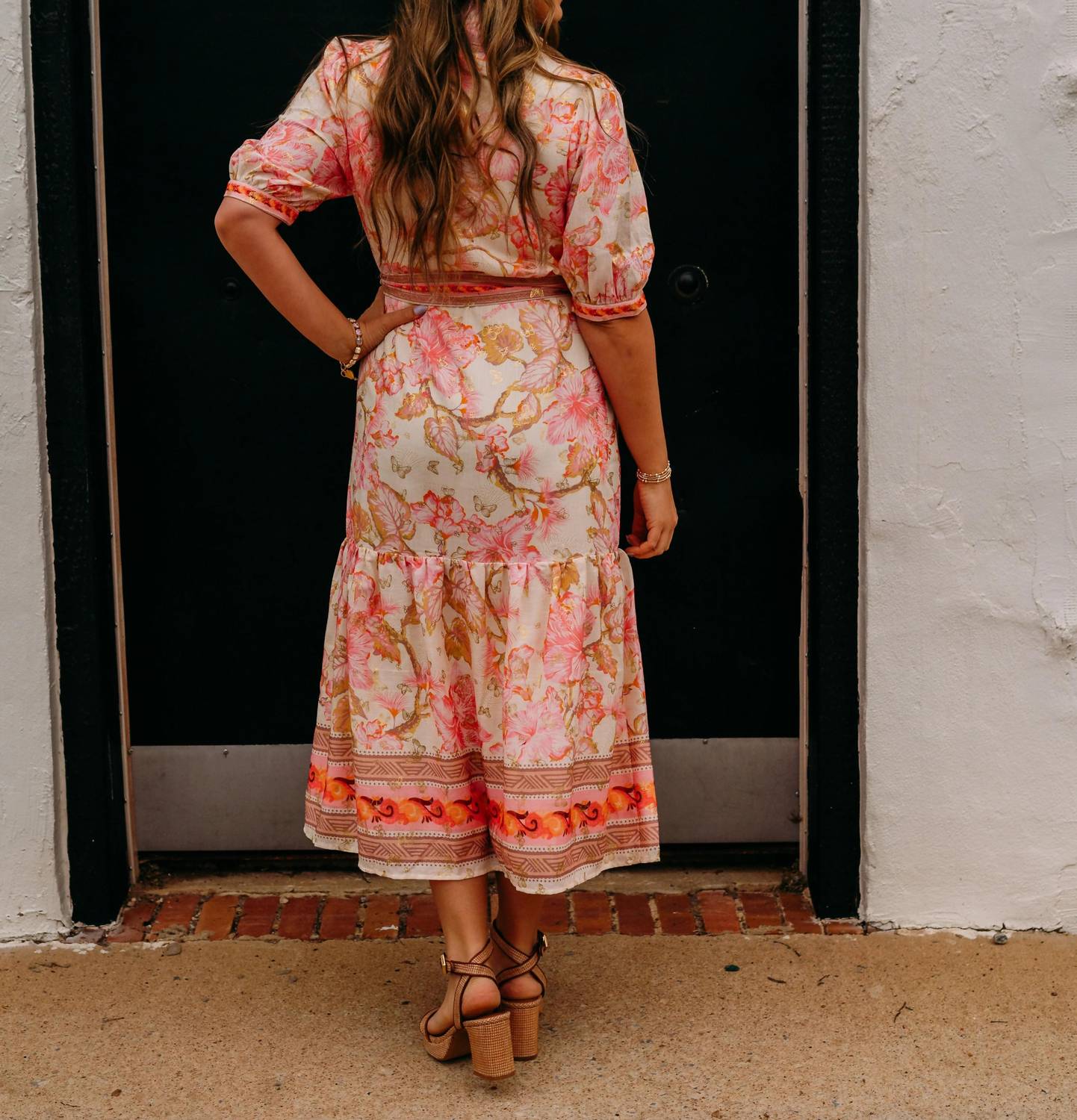 Jade - Aloha Bloom Button Front Short Sleeve Midi Dress