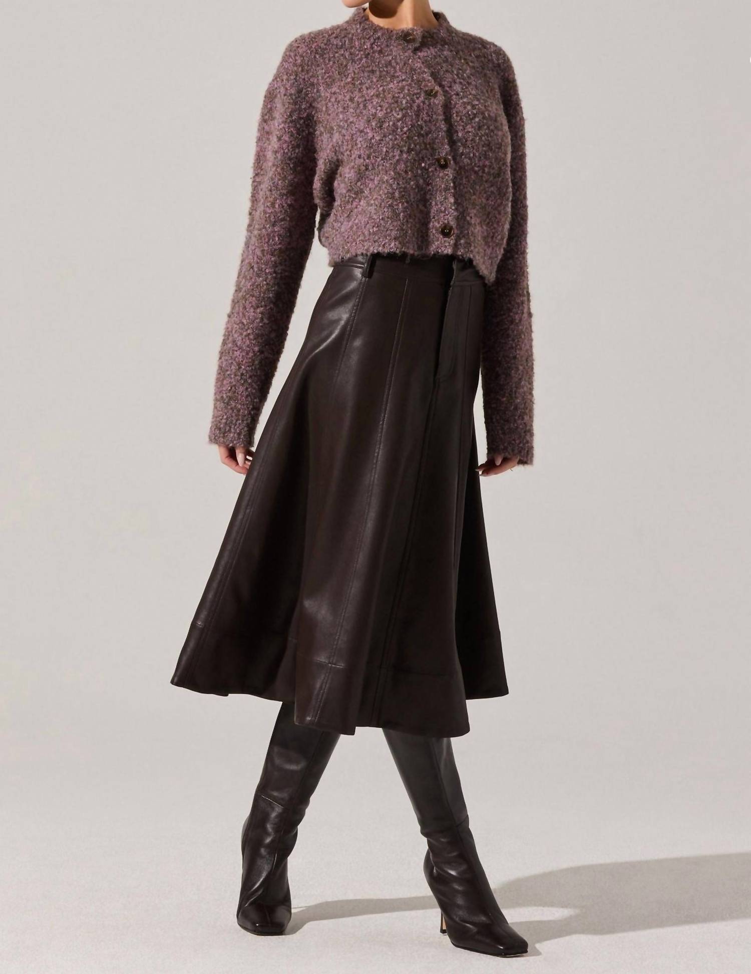 Astr - Zhuri Vegan Leather Midi Skirt