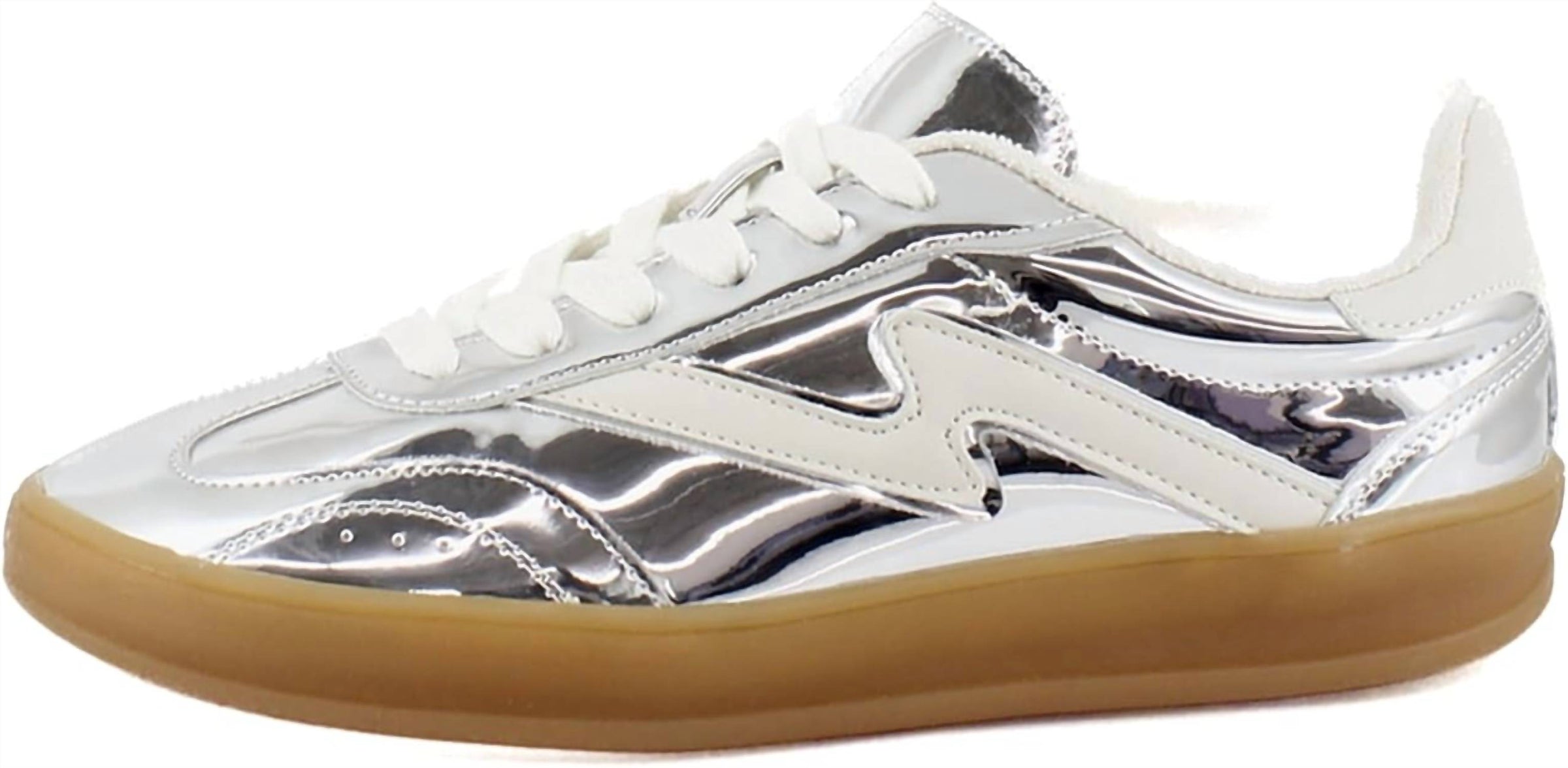 STEVE MADDEN Women's Giia Tennis Sneakers in silver - women's sneaker - detail view