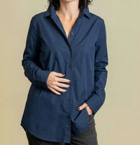 Katharina Hovman Weites Hemd Button Up Top in marine - women's shirt