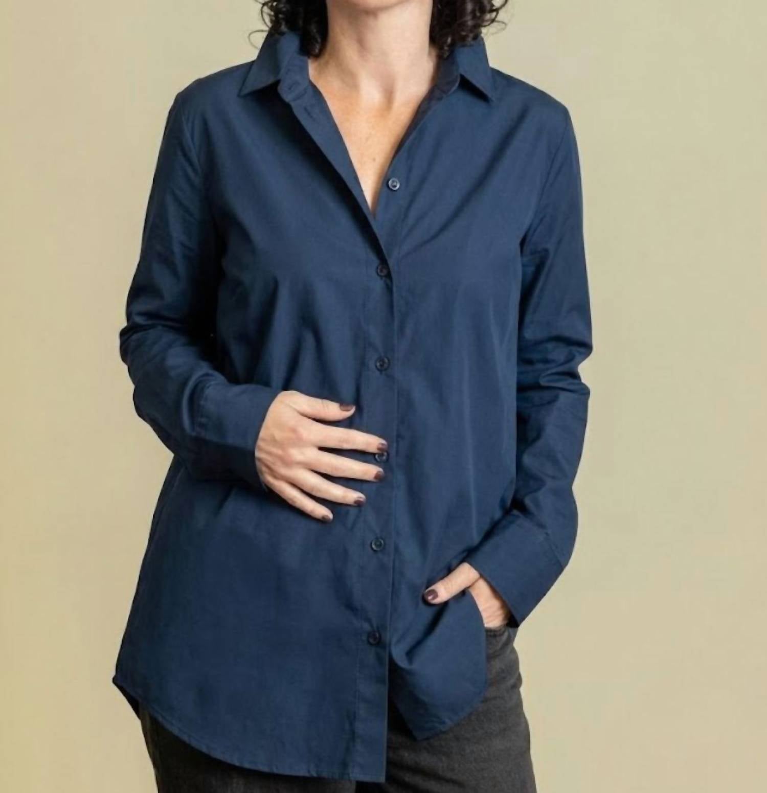 Katharina Hovman Weites Hemd Button Up Top in marine - women's shirt