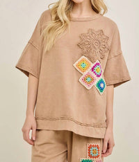 J.Her - Crochet Detail Short Sleeve Set