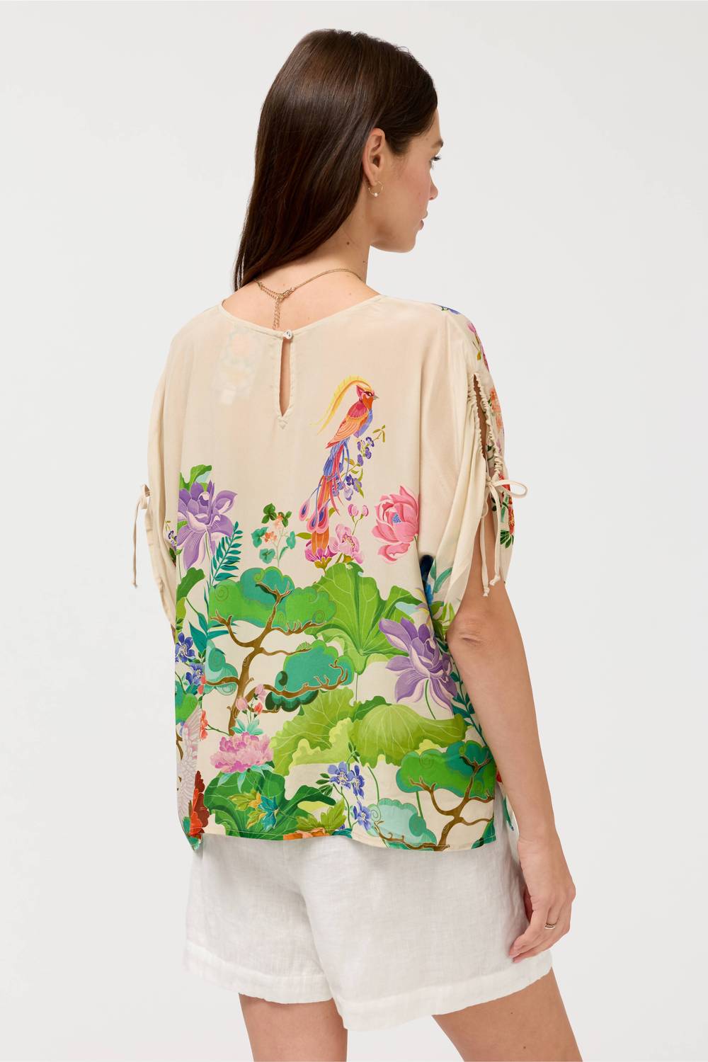 Johnny Was - BLUET DRAWCORD SLEEVE BLOUSE