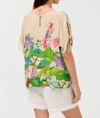 Johnny Was - BLUET DRAWCORD SLEEVE BLOUSE