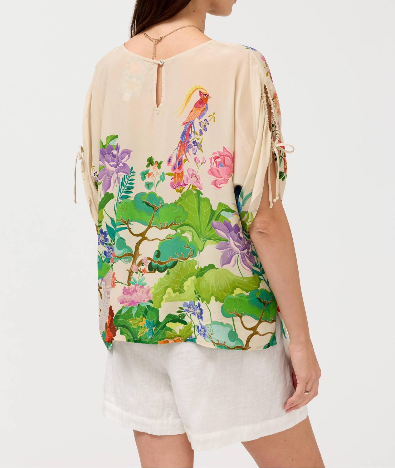 Johnny Was - BLUET DRAWCORD SLEEVE BLOUSE