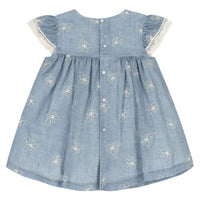 Mayoral - Girl's Two Piece Denim Dress With Embroidered Flowers