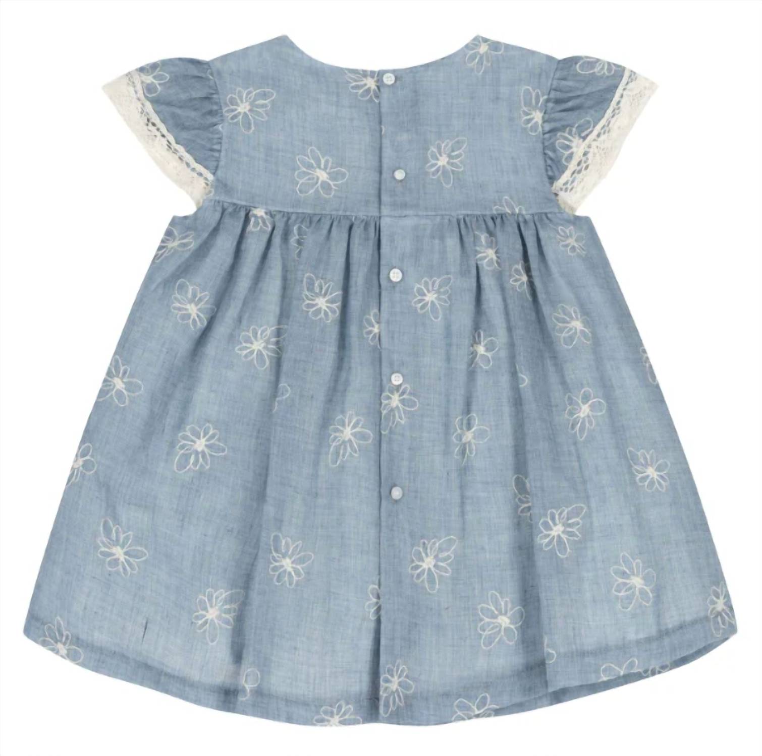 Mayoral - Girl's Two Piece Denim Dress With Embroidered Flowers