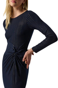 Joseph Ribkoff Metallic Pinstripe Dress in midnight gold - women's dress - view 4