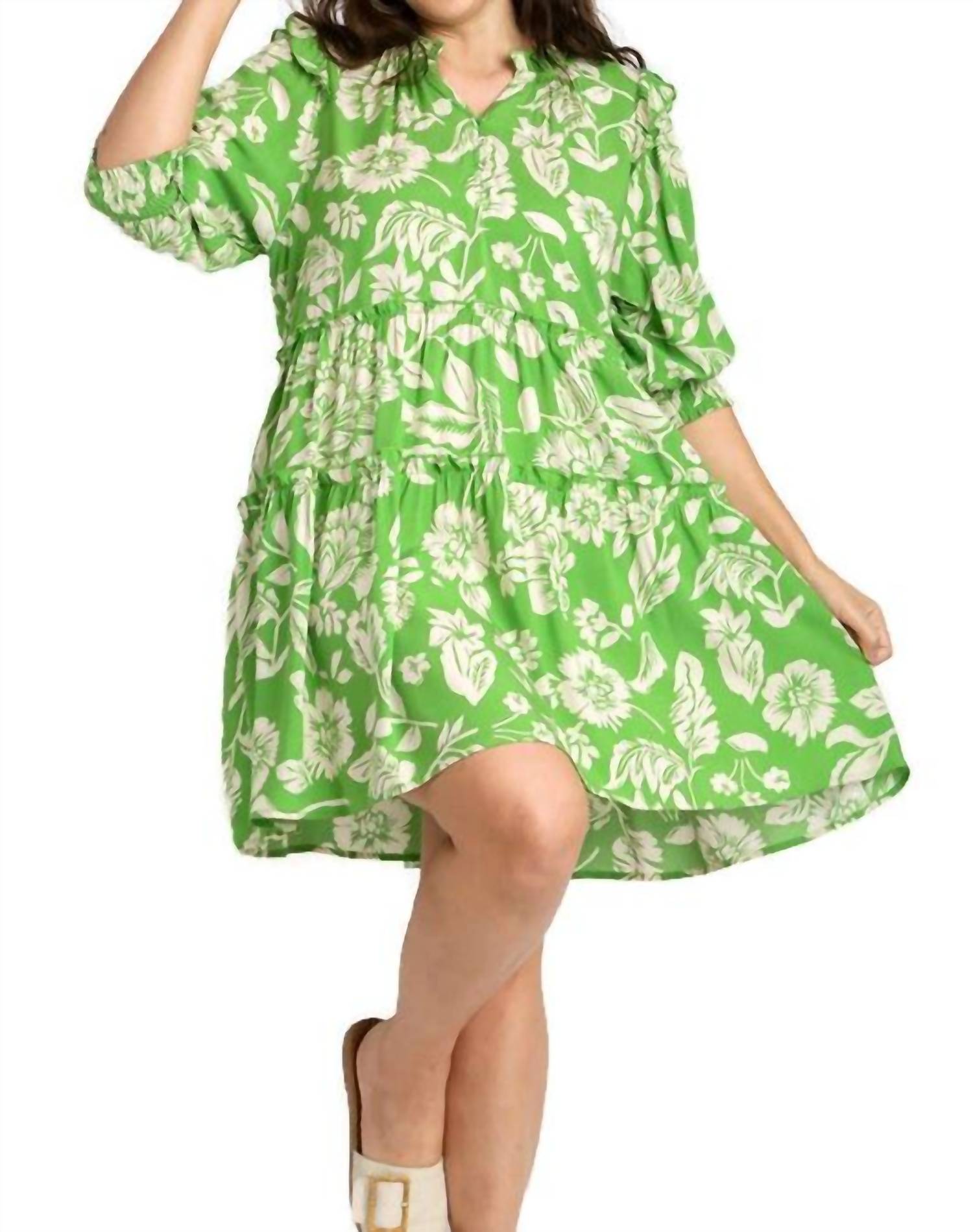 Umgee - Two Tone Tiered Floral Dress