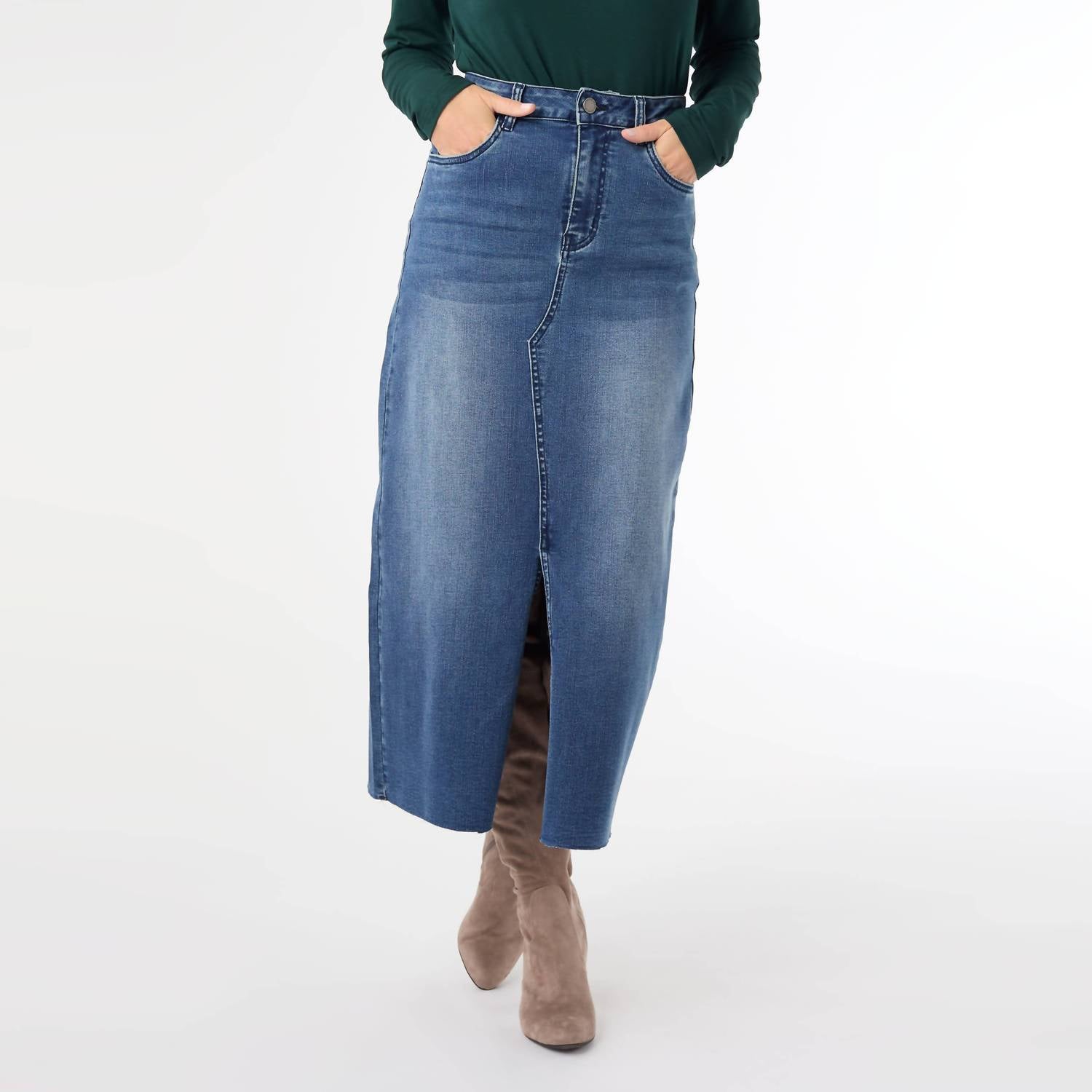 Coco + Carmen - EverStretch Long Skirt with Front Slit
