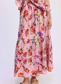 En Saison Celeste Maxi Skirt in pink red olive - women's skirt
