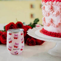Katydid - Cherries and Coquette Bows Insulated Stainless Steel Wine Tumbler