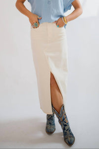 DEAR JOHN DENIM Vianna Front Slit Denim Skirt in wheat - women's skirt - view 5