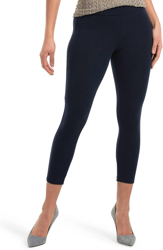 Hue - Women's Wide Waistband Blackout Cotton Capri Leggings