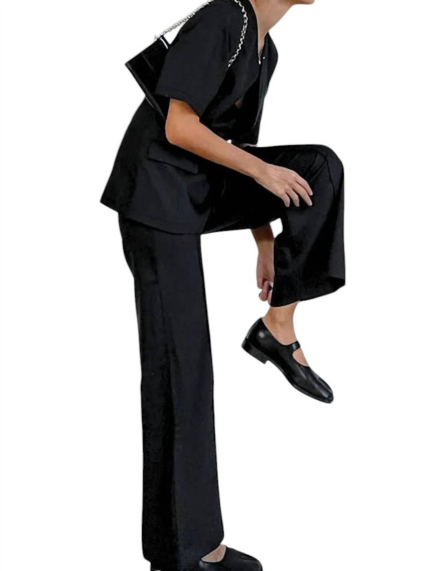 The Cotton Brand - Meredith Double-Breasted Satin Blazer and Pant Set