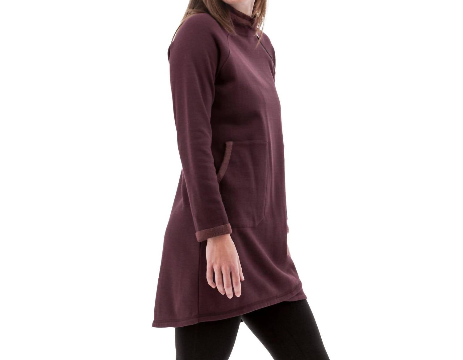 Aventura Weekend Mock Neck Fleece Dress in sassafras - women's dress - alternate view