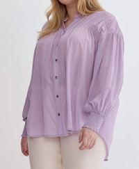 Entro - Sara Curve Pleated Detail Button Up Blouse