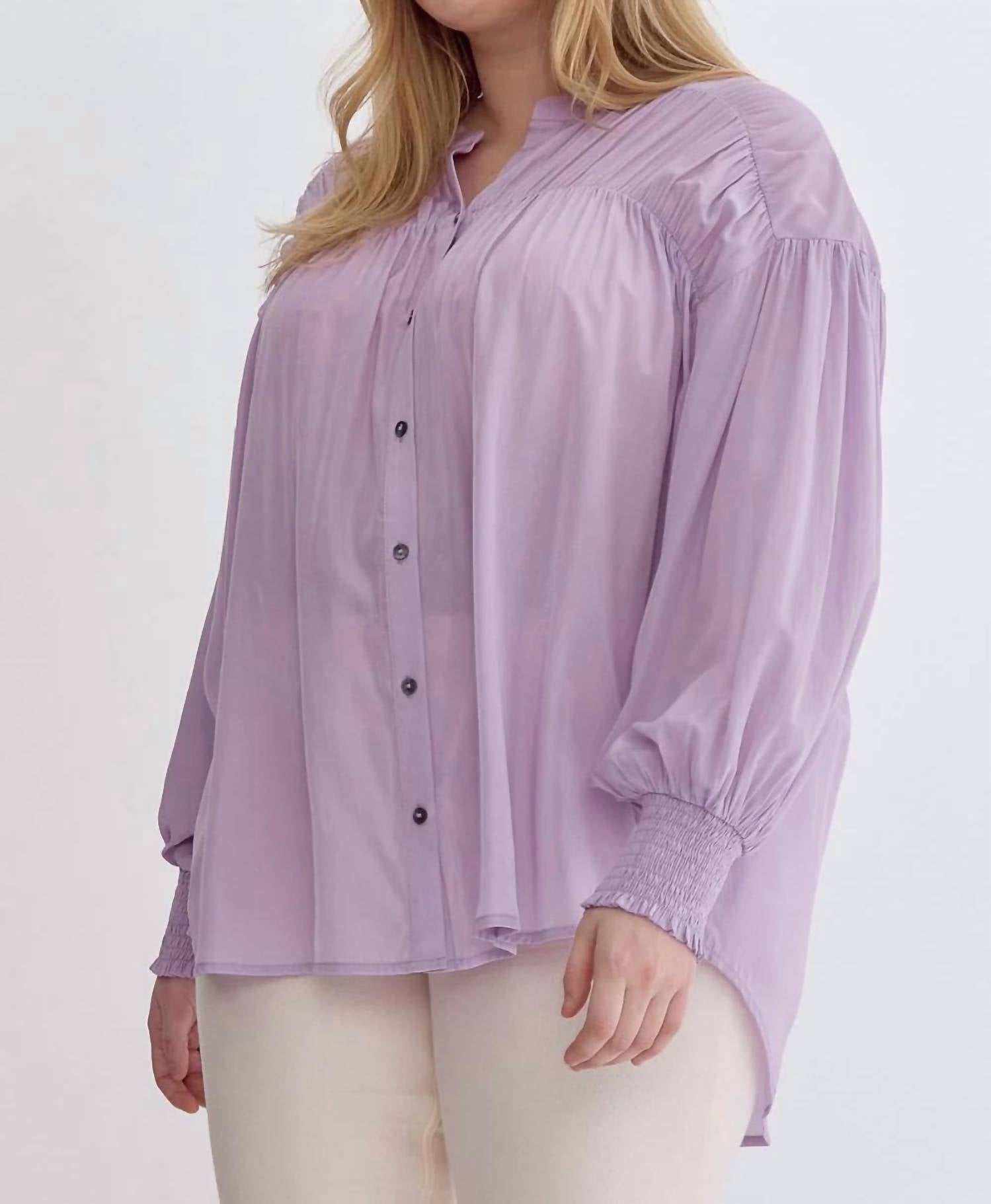 Entro - Sara Curve Pleated Detail Button Up Blouse