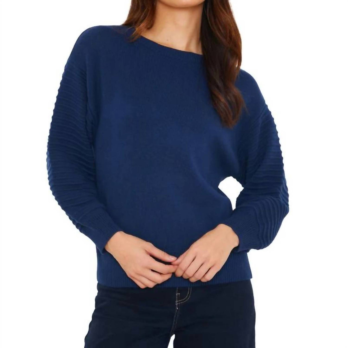Brodie Cashmere - Textured Balloon Sleeve Crew Sweater