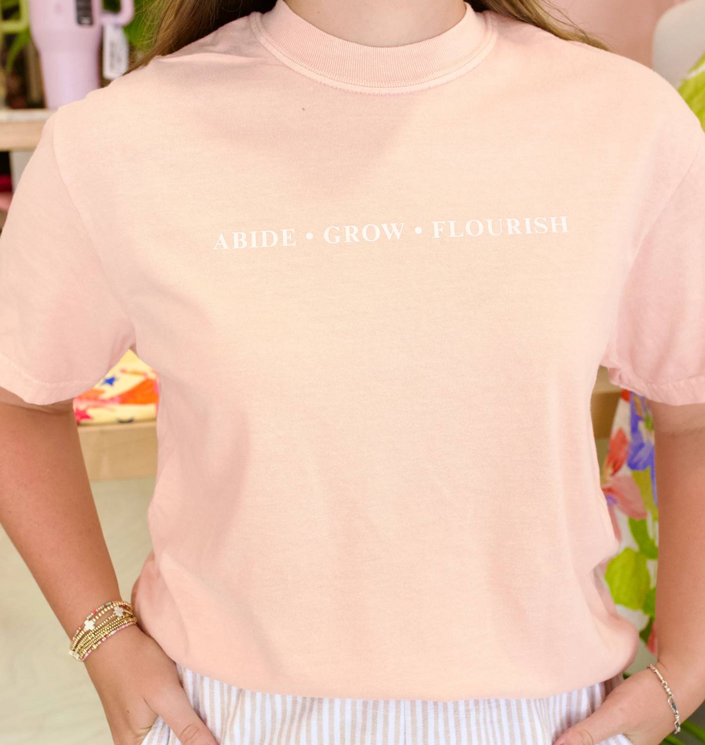 Comfort Colors - Abide And Flourish Floral Cart Tee