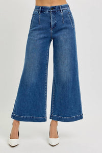Risen - Tummy Control Elastic Band High Rise Crop Jeans