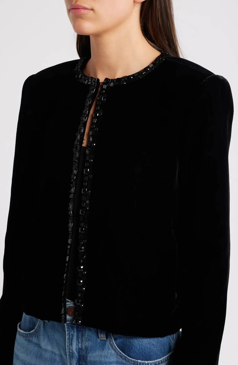 FRAME Velvet Jacket in black - women's jacket - view 4