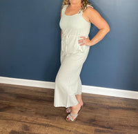 Before You Collection Scrunchie Strap Culotte Jumpsuit in light khaki - women's pants - detail view