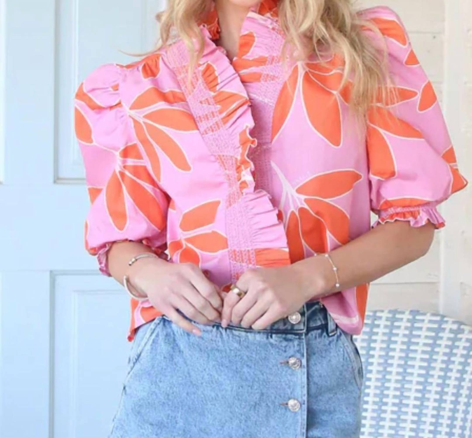 Karlie - Palm Leaf Floral Top