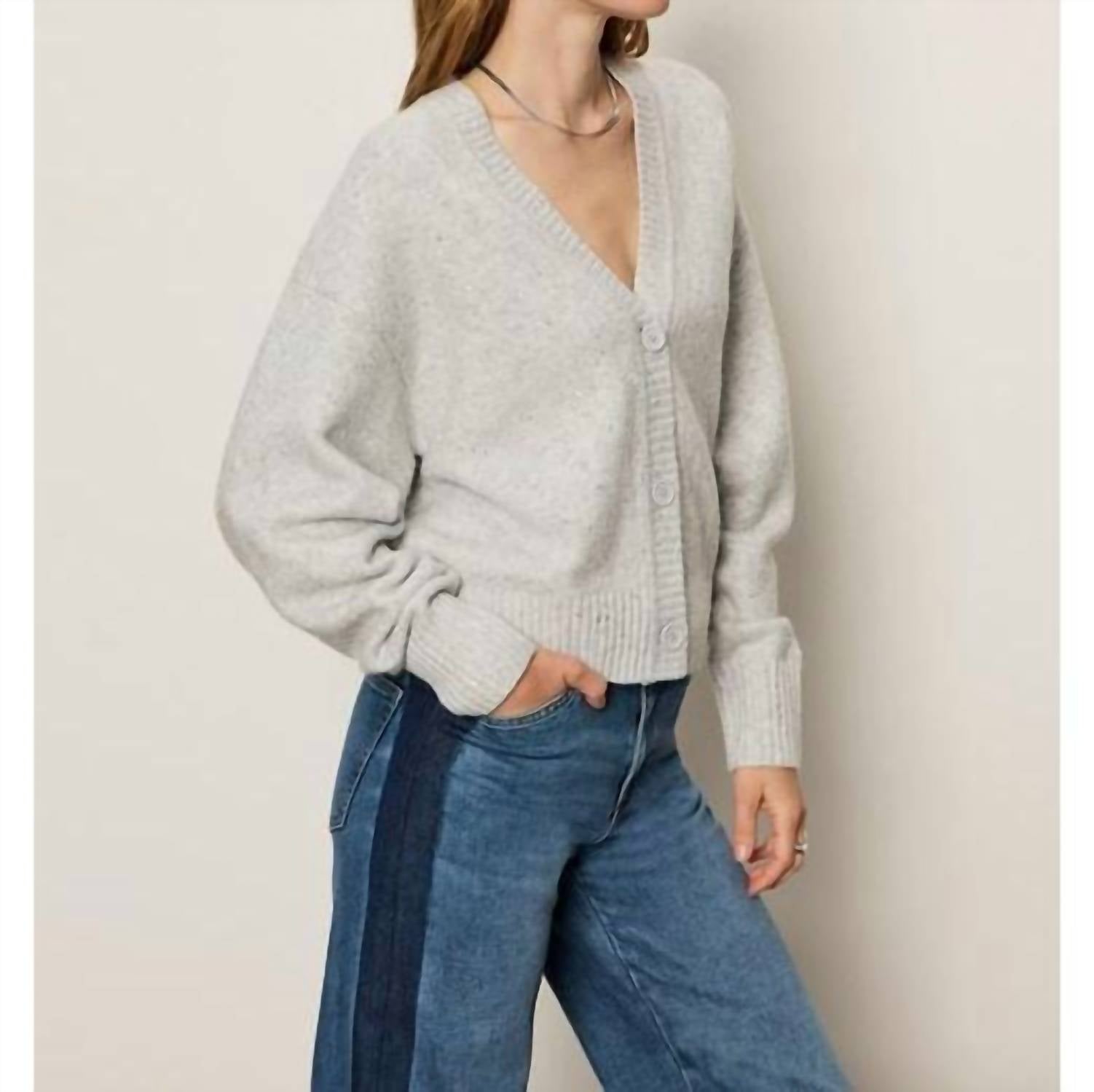 Sanctuary Shimmer Relaxed Fit Cardigan in heather grey - women's cardigan - alternate view