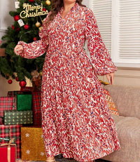Lovesoft - Abstract Print V-neck High Waist Maxi Dress - Plus