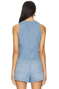 Bella Dahl Wren Pocket Vest in sea breeze - women's jacket - detail view