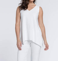 Sympli Women's Go To Wide V Neck Top in white - women's blouse