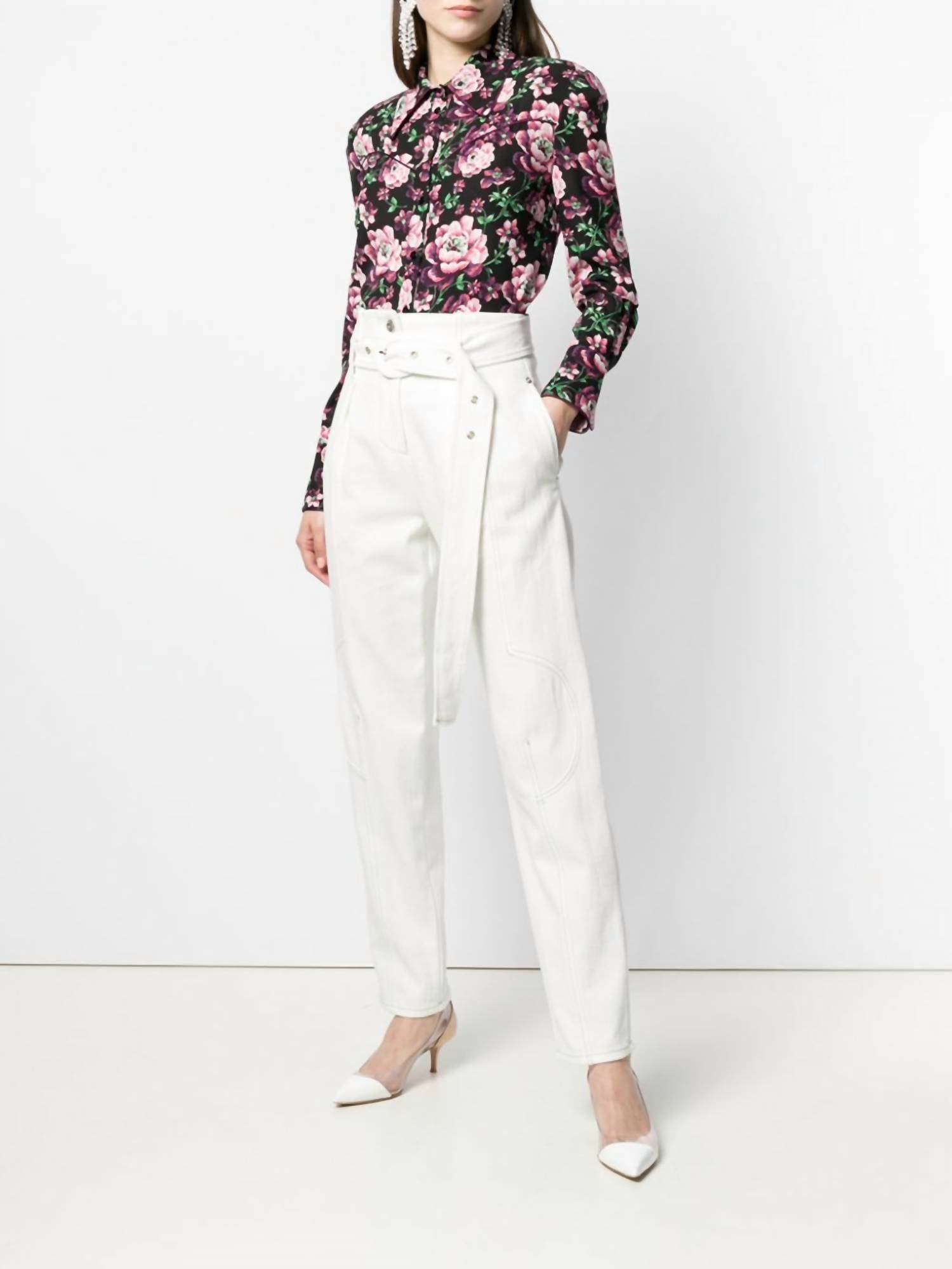 Magda Butrym - Floral Print Button Down Silk Blouse