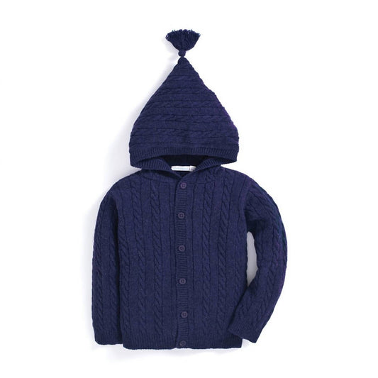 Jojo Maman Bebe - Boy's Hooded Cable Knit Cardigan