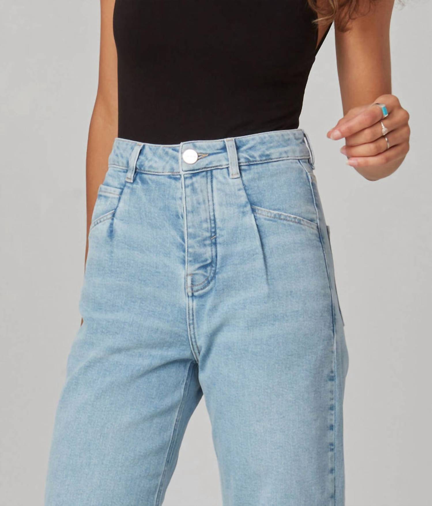 LOLA JEANS Milan High Rise Wide Leg Jeans in luster - women's jeans - detail view
