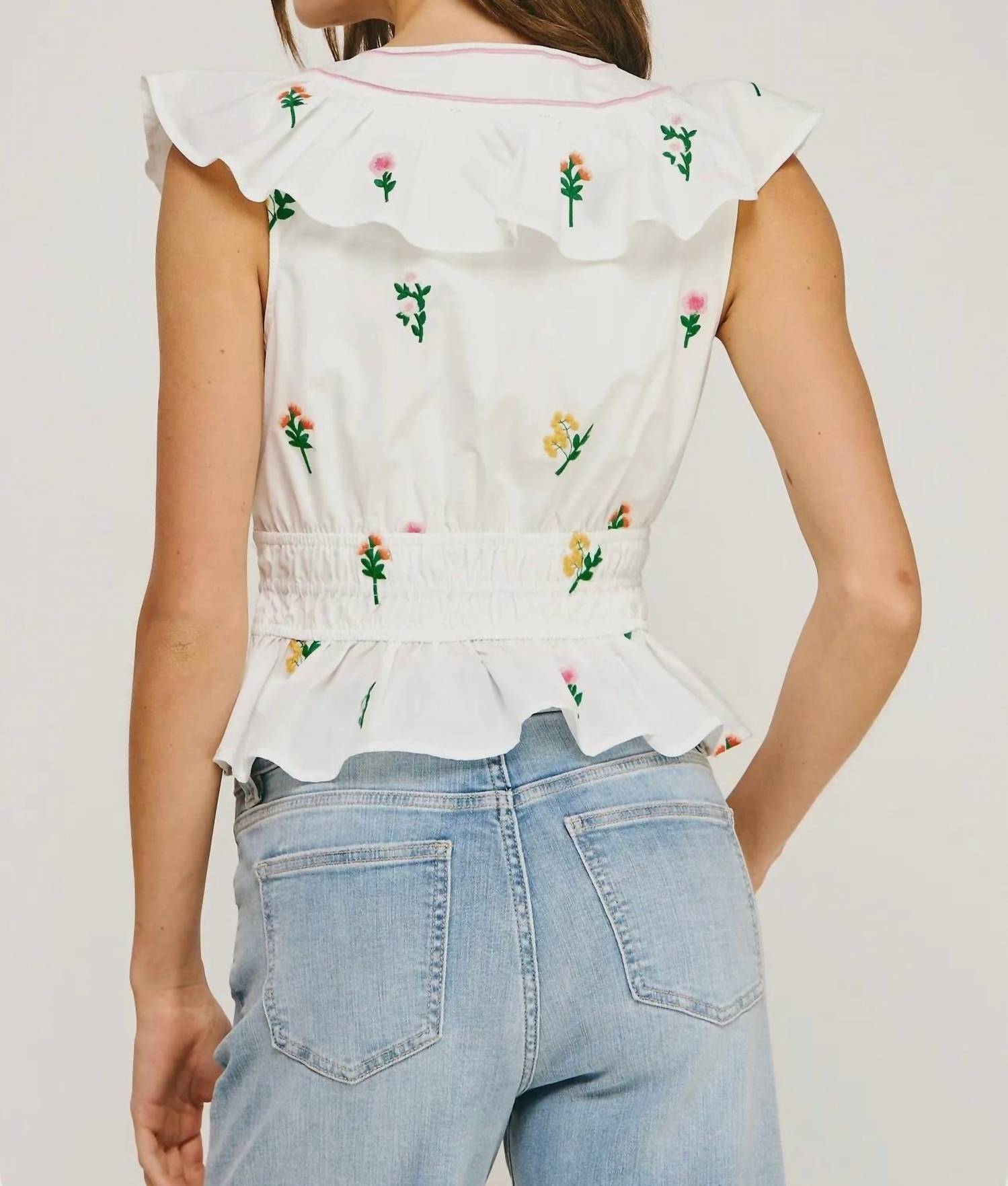Strut & Bolt - Women's Flower Bouquet Embroidery Top